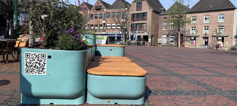 Sitzoase auf dem Marktplatz