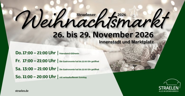 Plakat Straelener Weihnachtsmarkt 2026