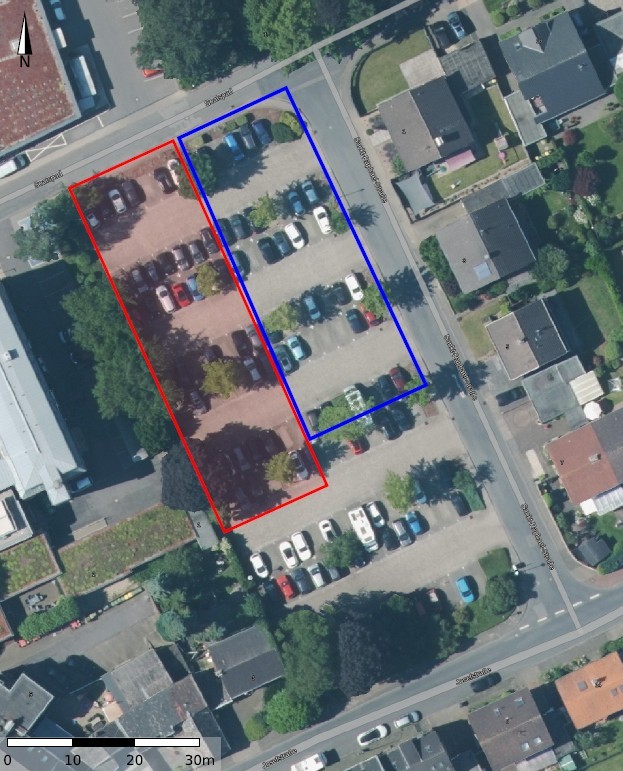 Lageplan Rathausparkplatz Sperrflächen